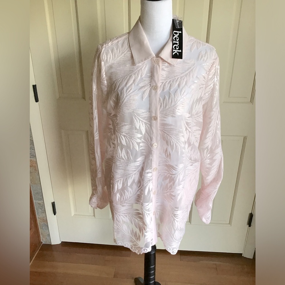 🆕 Berek Pink Shear Blouse with ferns and sequins